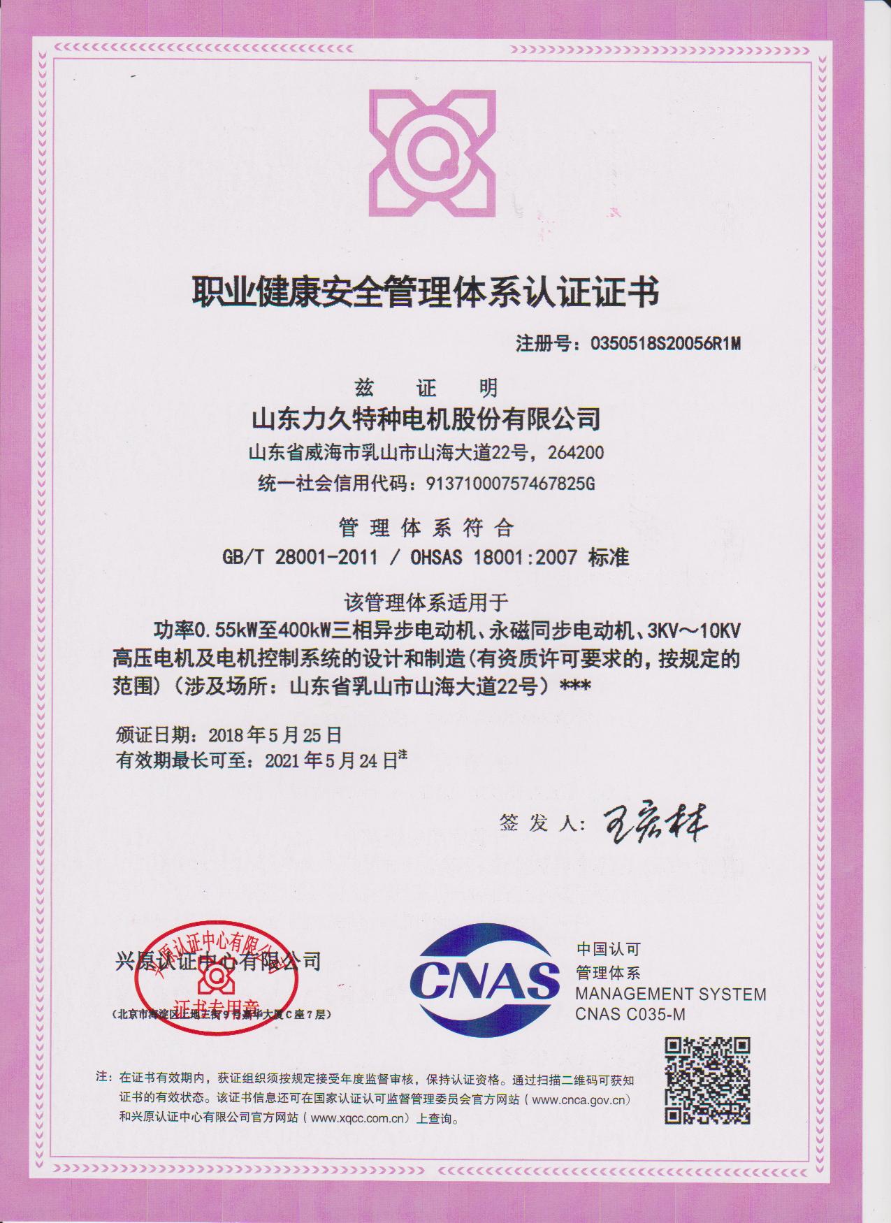 職業(yè)健康安全管理體系認證